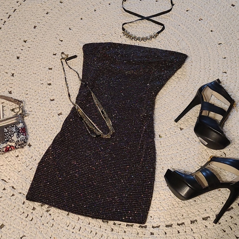 NWOT STUNNING MULTI SHIMMER SEXY COCKTAIL LG.DRESS